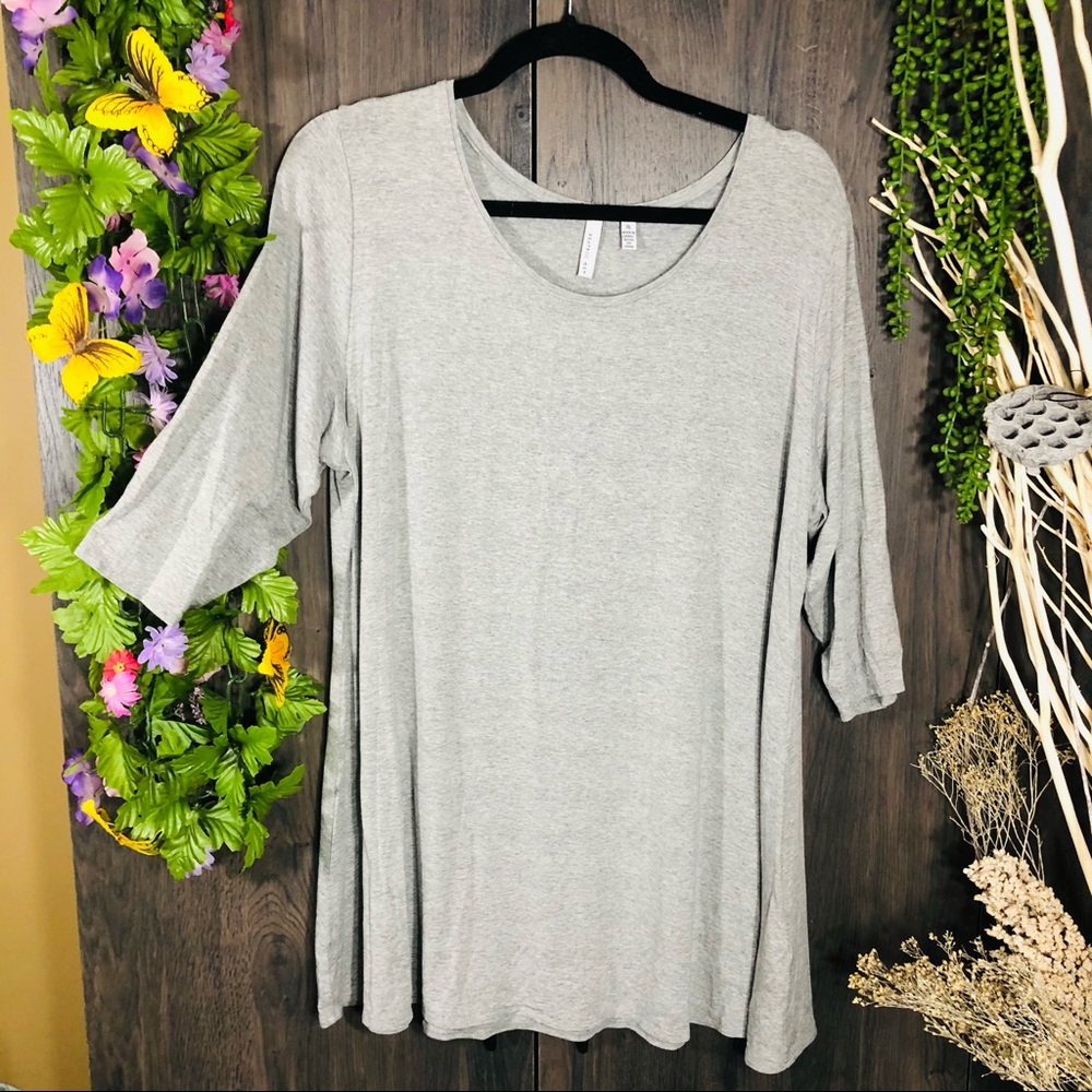 🌸5/$25🌸 NWOT Grey Quarter Sleeve Basic Flowy Top Size XL - Picture 3 of 15